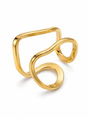 Gold PVD Plated Adjustable Ring |304 Stainless Steel | Minimalist Statement Ring